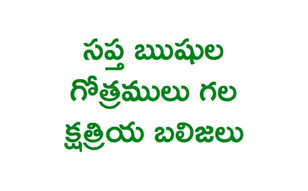 Saptha Rushula Gotralu Gala Kshatriya Balijalu